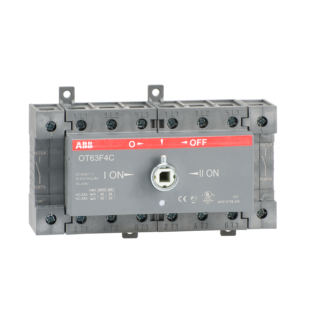 AC22 400 V/63 A, 4-napainen vaihtokytkin | ABB Oy, Asennustuotteet