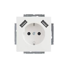 Maadoitettu 1-osainen pistorasia 2xUSB A -laturilla