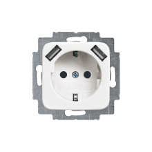 Maadoitettu 1-osainen pistorasia 2xUSB A -laturilla