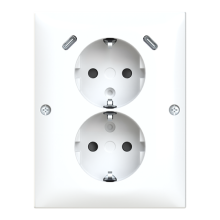 Pistorasia, SAGA, 2-osainen,  2 x USB C laturilla, kulma-asennus, valkoinen