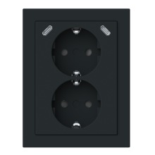 Pistorasia, Impressivo, 2-osainen,  2 x USB C laturilla, kulma-asennus, mattamusta