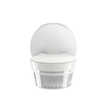 Liiketunnistin 4 kanavaa. Sisä-, että ukokäyttöön. Kirkkaus/hämäräanturi, lämpötila-anturi ja RGB LED.  Molemmilla antureilla 3 erilaista asetusarvoa ja Led voi ilmoittaa 5 erilaista tilaa. Valkoinen.