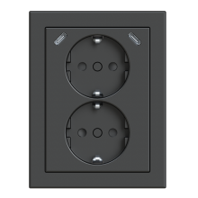 Pistorasia, Impressivo, 2-osainen,  2 x USB C laturilla, kulma-asennus, antrasiitti