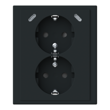 Pistorasia, Impressivo, 2-osainen, maadoitettu, 2 x USB C laturilla, mattamusta