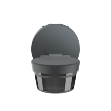 Liiketunnistin 4 kanavaa. Sisä-, että ukokäyttöön. Kirkkaus/hämäräanturi, lämpötila-anturi ja RGB LED.  Molemmilla antureilla 3 erilaista asetusarvoa ja Led voi ilmoittaa 5 erilaista tilaa. Musta.