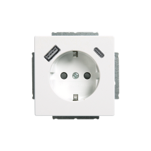 Maadoitettu 1-osainen pistorasia 2xUSB A+C -laturilla