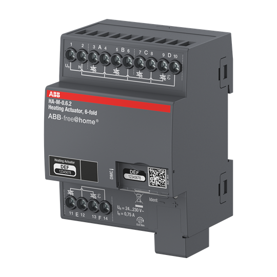 Venttiiliohjain 6-kanavaa 230VAC 4-DIN, ABB-free@home järjestelmään