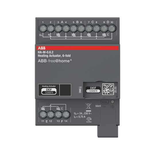 Venttiiliohjain 6-kanavaa 230VAC 4-DIN, ABB-free@home järjestelmään